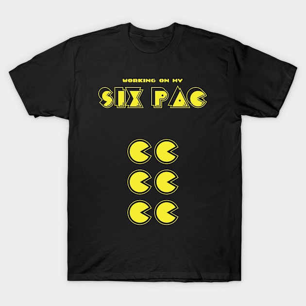 working on my six pac, satirical retro gamer flexing workout T-Shirt by Daribo